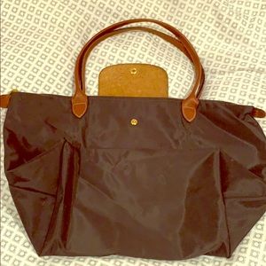 Longchamp Dark Gray and Tan tote